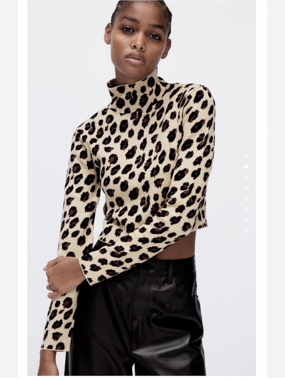 Zara jacquard leopard print crop top